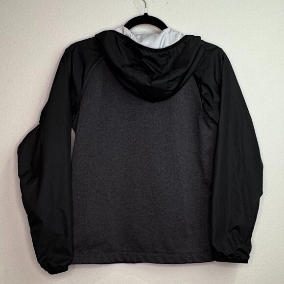 The North Face Kids Large Windbreaker Full Zip Jacket Hoodie Black & Blue Accent - Picture 2 of 3